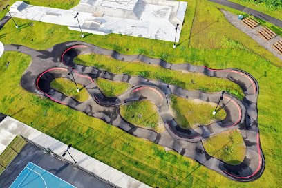 Aerial view of the North Bay skatepark and pump track